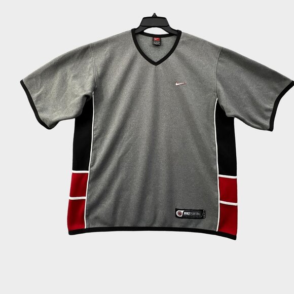 Vintage Nike Team Basketball Shirt Jersey Alpha Project Mens Large Gray V Neck - Picture 1 of 10